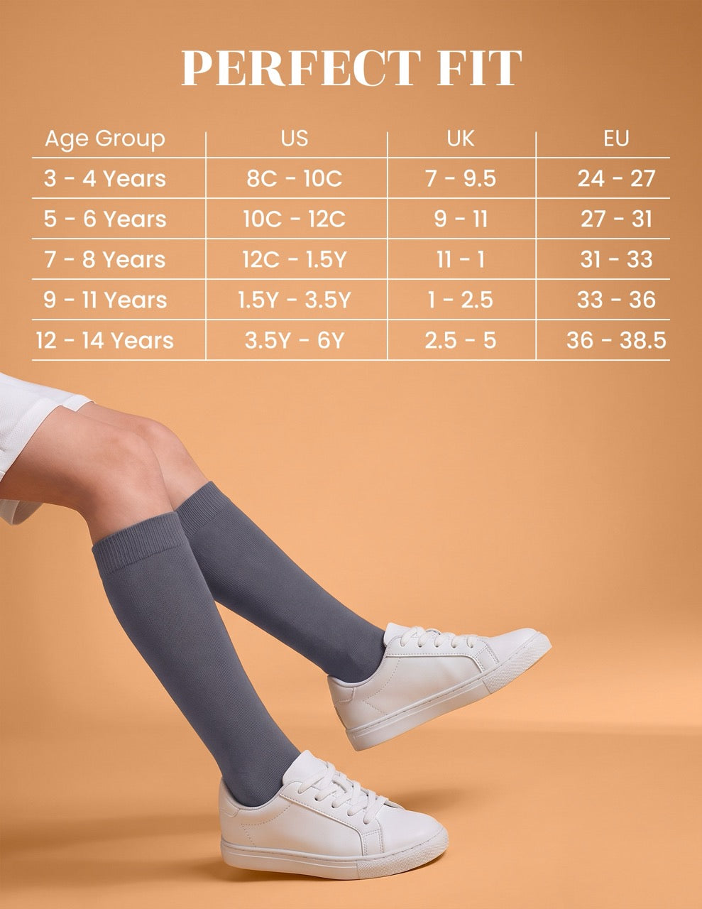 Hugh Ugoli Kids' Bamboo School Knee-High Socks, 3 Pairs in Grey