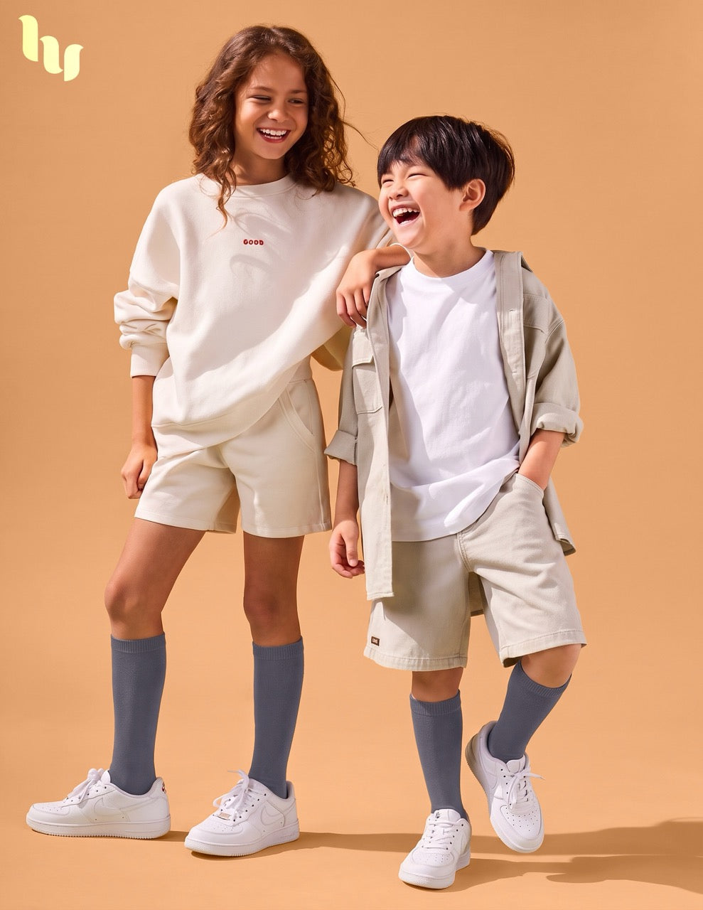 Hugh Ugoli Kids' Bamboo School Knee-High Socks, 3 Pairs in Grey