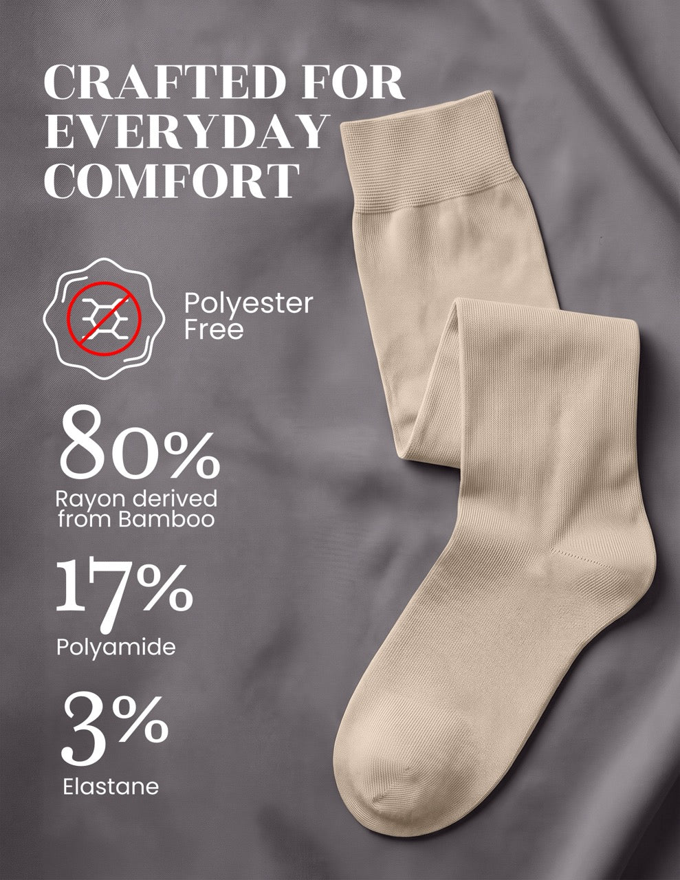 Hugh Ugoli Kids' Bamboo School Knee-High Socks, 3 Pairs in Light Beige