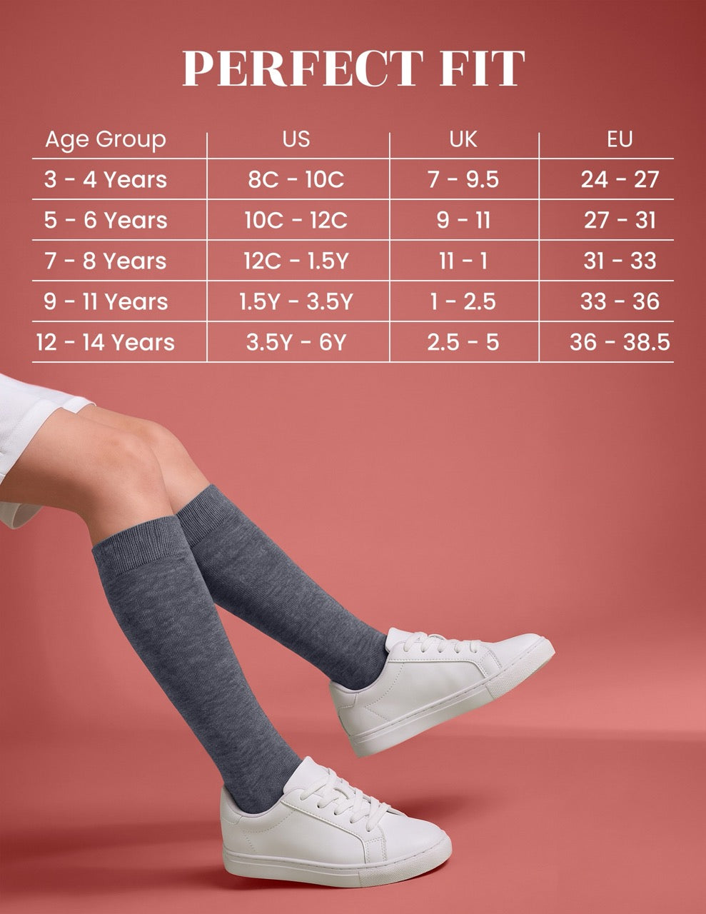 Hugh Ugoli Kids' Bamboo School Knee-High Socks, 3 Pairs in Melange Grey