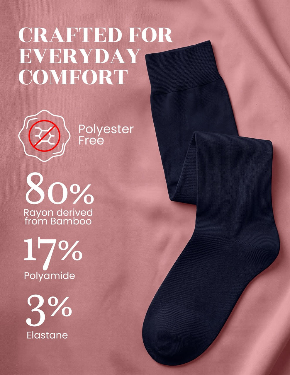 Hugh Ugoli Kids' Bamboo School Knee-High Socks, 3 Pairs in Navy Blue