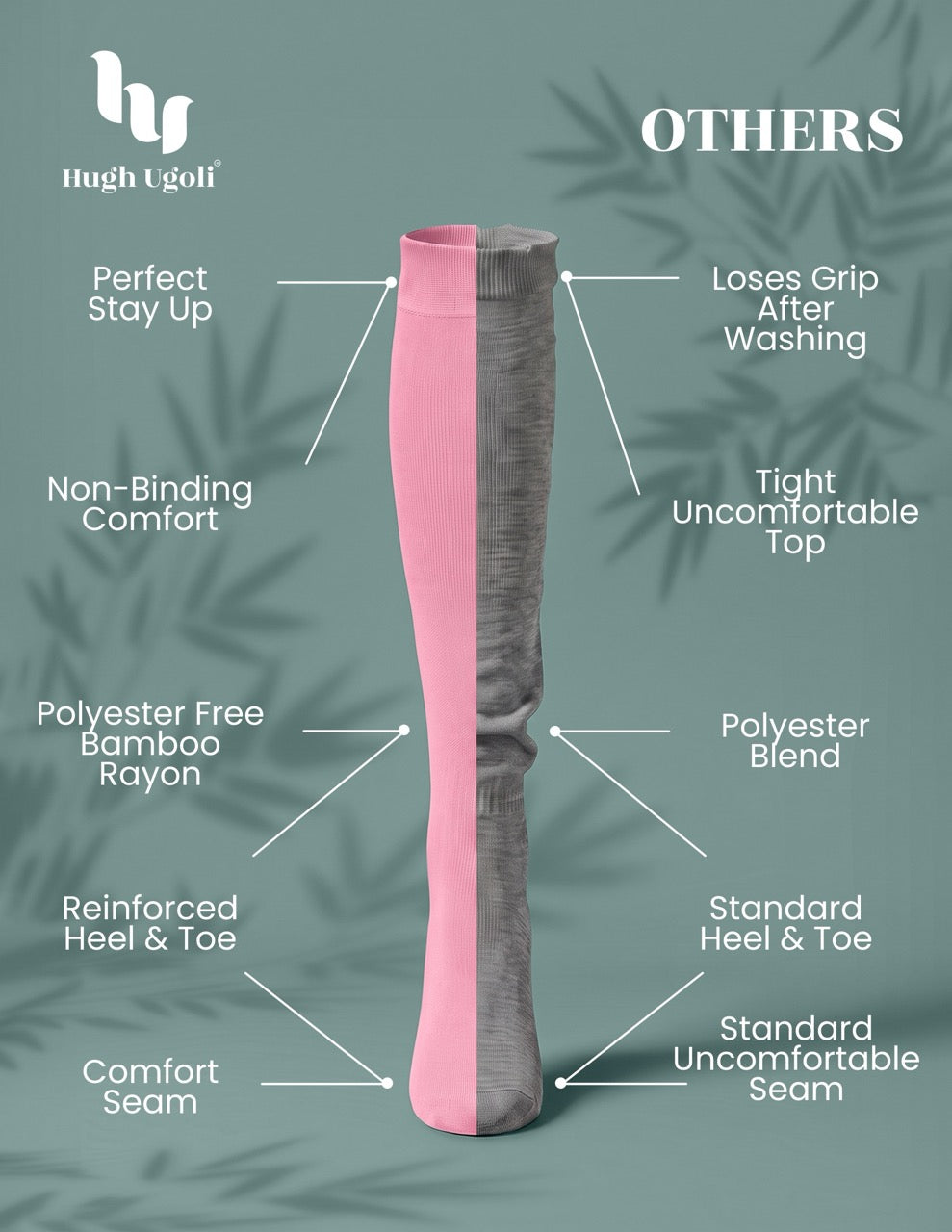 Hugh Ugoli Kids' Bamboo School Knee-High Socks, 3 Pairs in Pink