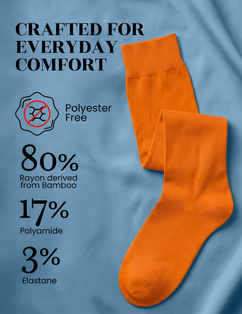 Hugh Ugoli Kids' Bamboo School Knee-High Socks, 3 Pairs in Pumpkin Orange