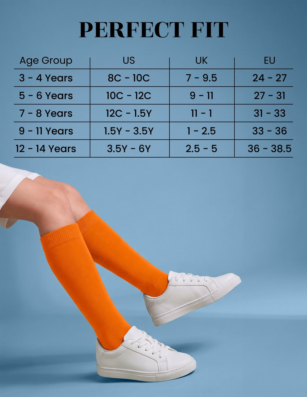 Hugh Ugoli Kids' Bamboo School Knee-High Socks, 3 Pairs in Pumpkin Orange
