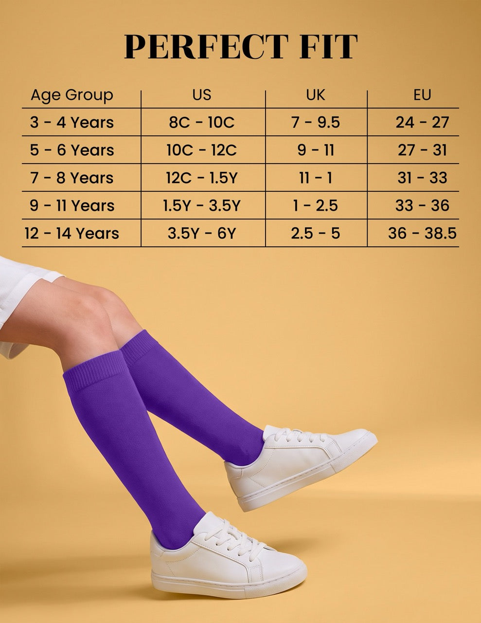 Hugh Ugoli Kids' Bamboo School Knee-High Socks, 3 Pairs in Purple