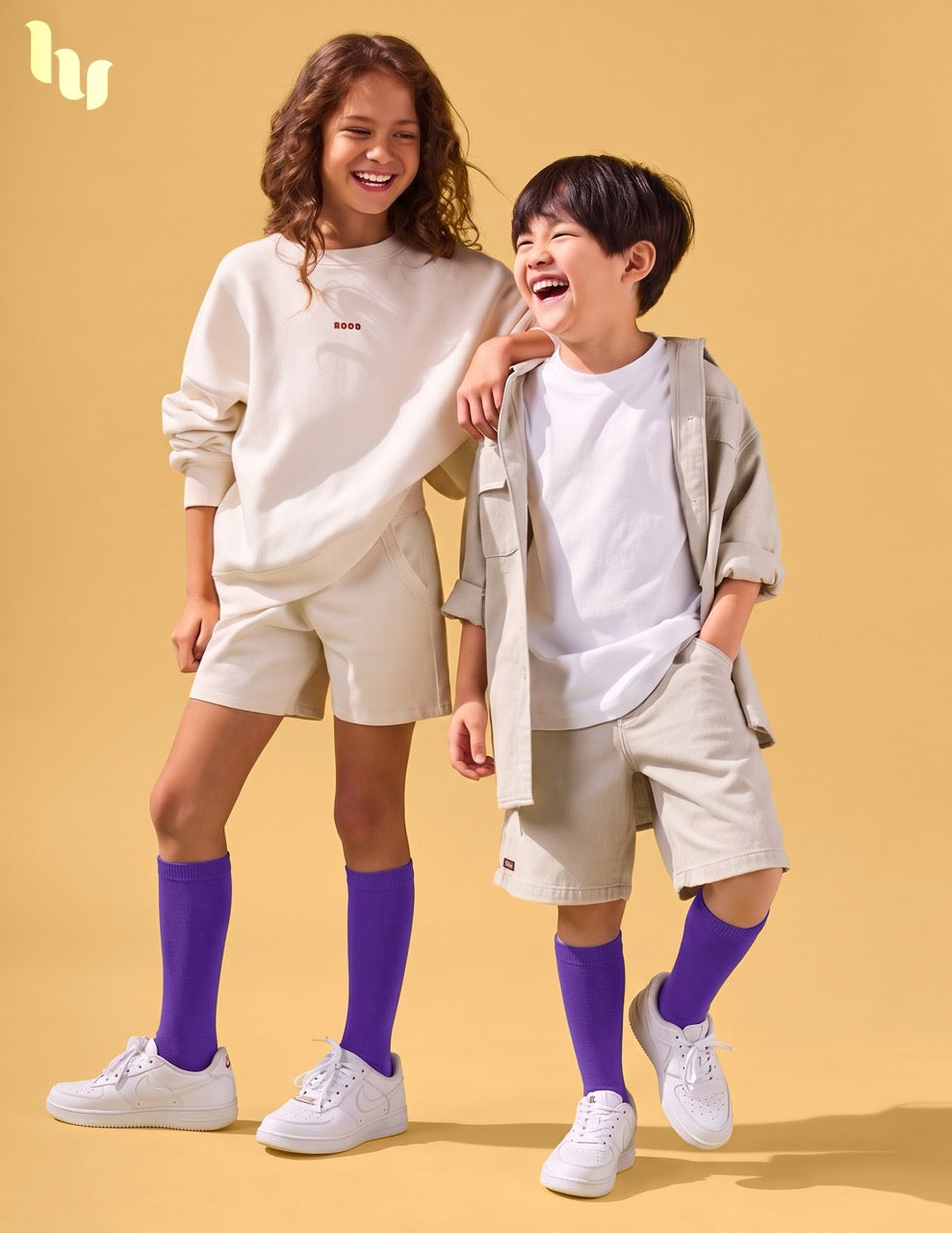 Hugh Ugoli Kids' Bamboo School Knee-High Socks, 3 Pairs in Purple