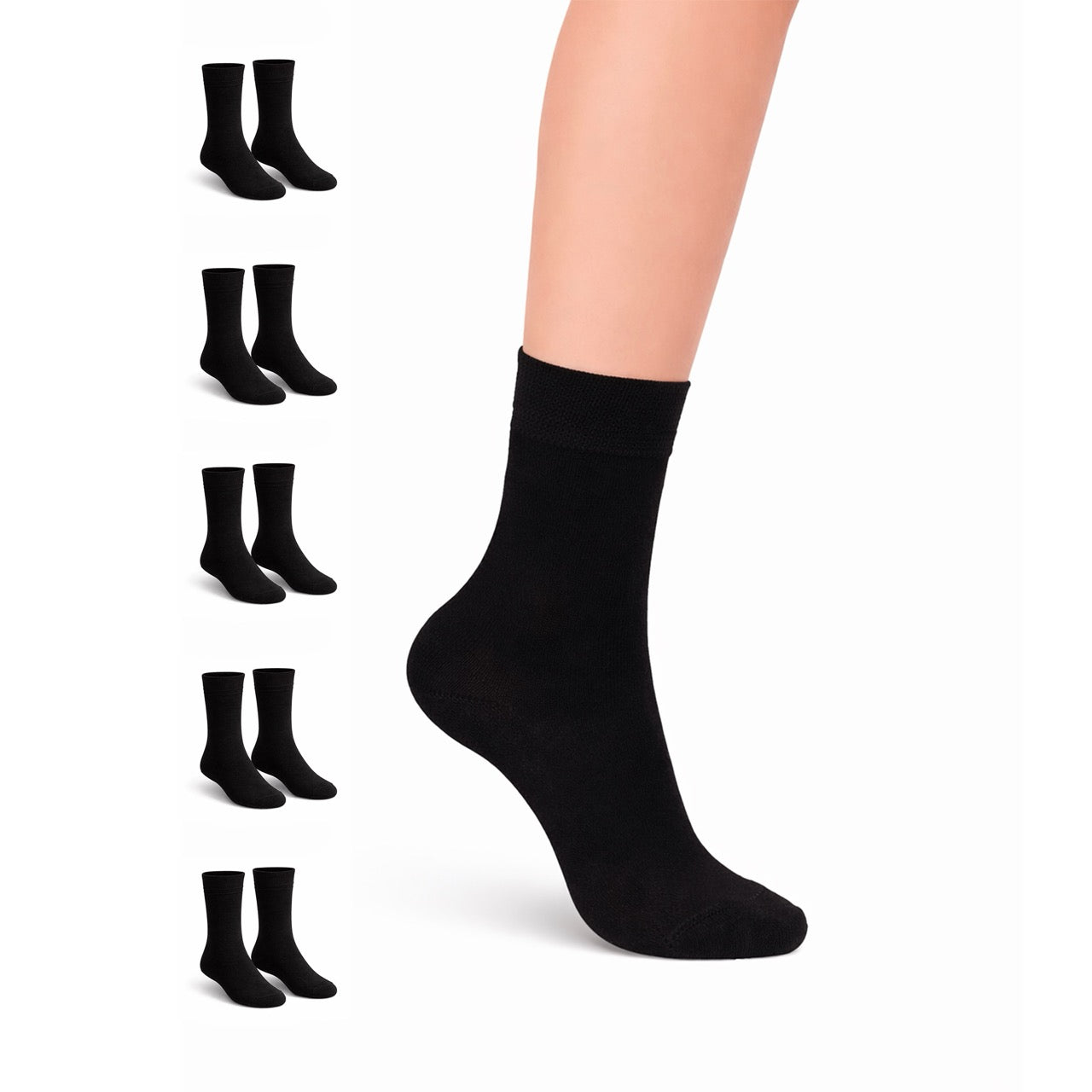 Hugh Ugoli Kids' Dress Crew Bamboo Socks: Comfort & Style, 5 Pairs in Black