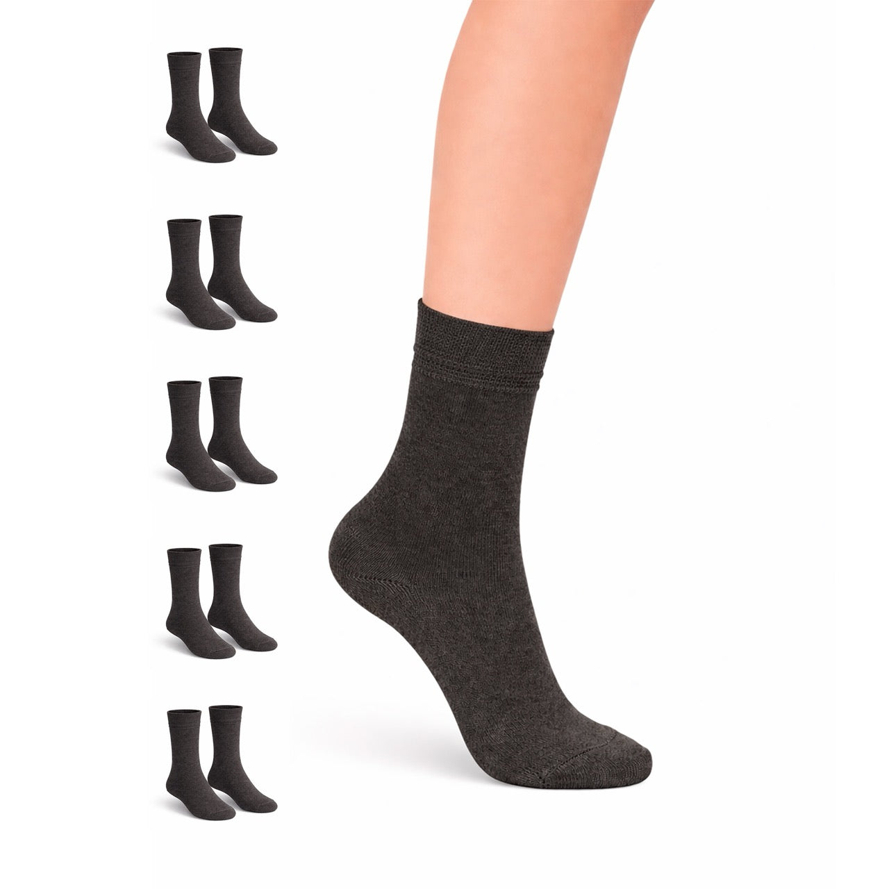Hugh Ugoli Kids' Dress Crew Bamboo Socks: Comfort & Style, 5 Pairs in Charcoal Black