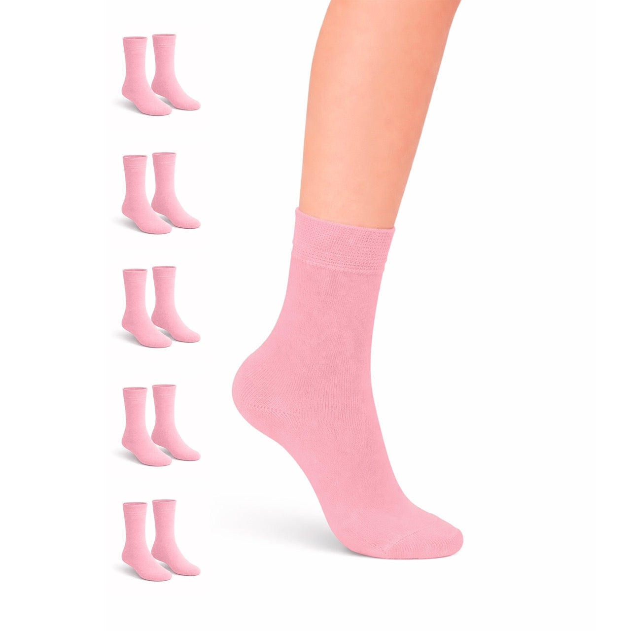 Hugh Ugoli Kids' Dress Crew Bamboo Socks: Comfort & Style, 5 Pairs in Pink