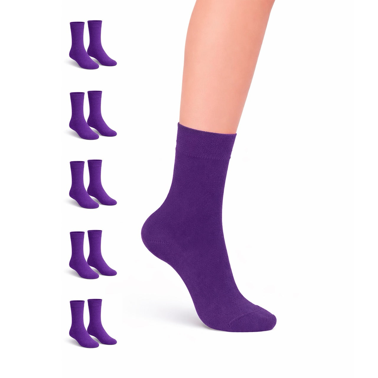 Hugh Ugoli Kids' Dress Crew Bamboo Socks: Comfort & Style, 5 Pairs in Purple