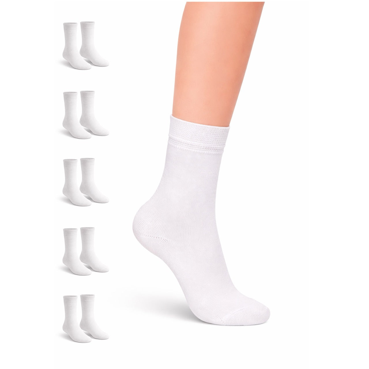 Hugh Ugoli Kids' Dress Crew Bamboo Socks: Comfort & Style, 5 Pairs in White