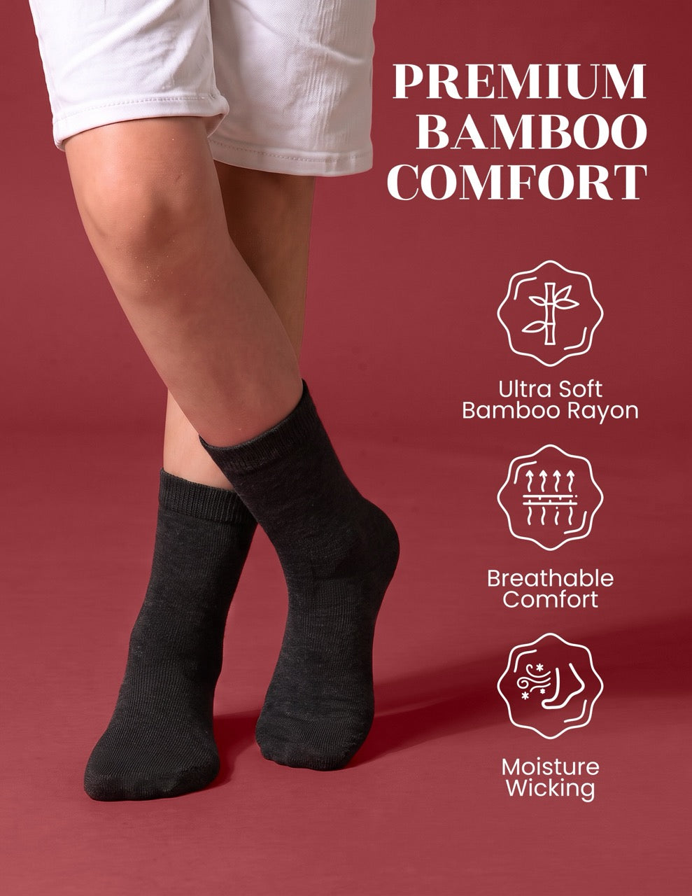 Hugh Ugoli Kids' Dress Crew Bamboo Socks: Comfort & Style, 5 Pairs in Charcoal