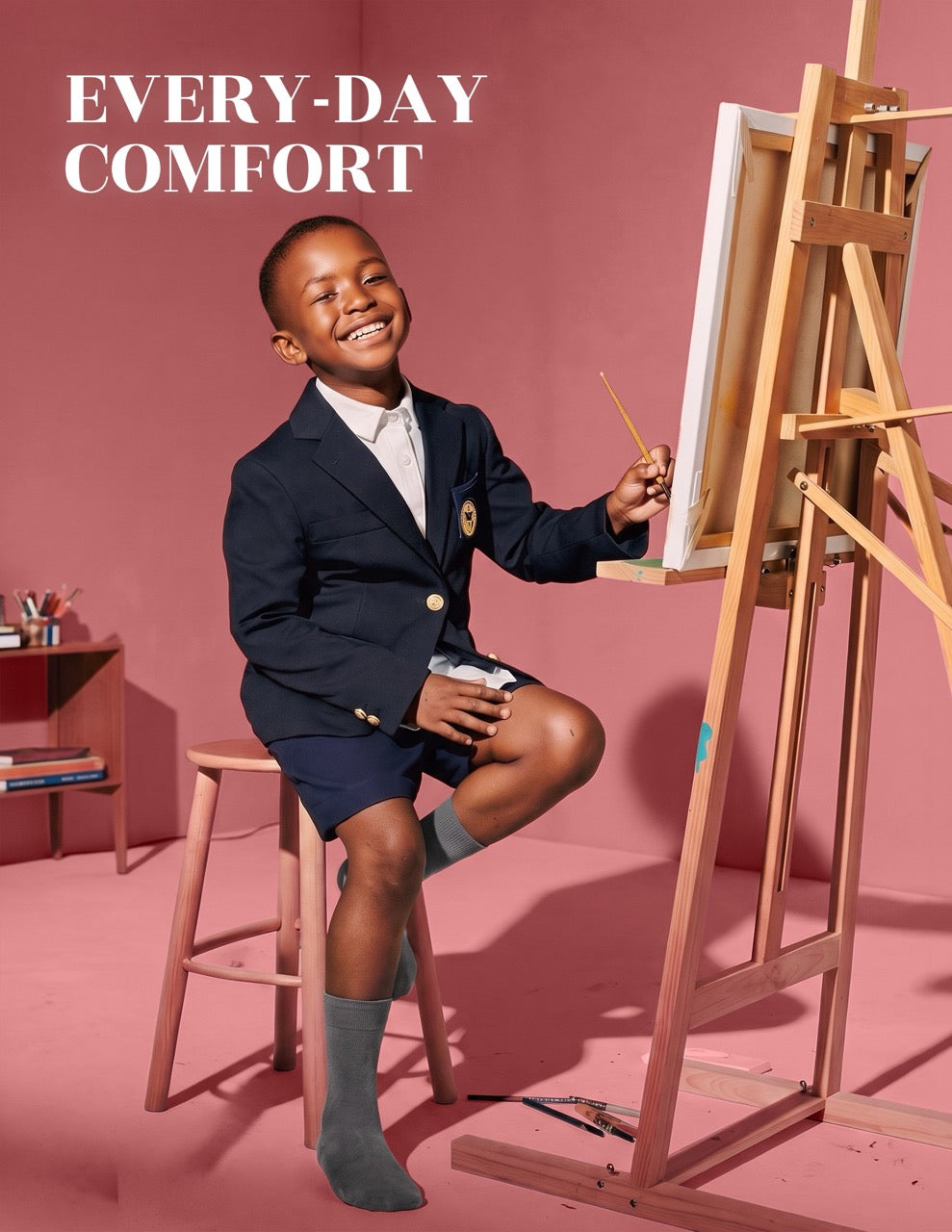Hugh Ugoli Kids' Dress Crew Bamboo Socks: Comfort & Style, 5 Pairs in Gray