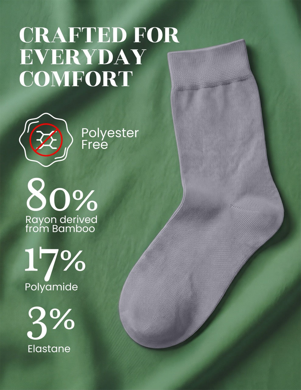 Hugh Ugoli Kids' Dress Crew Bamboo Socks: Comfort & Style, 5 Pairs in Light Gray