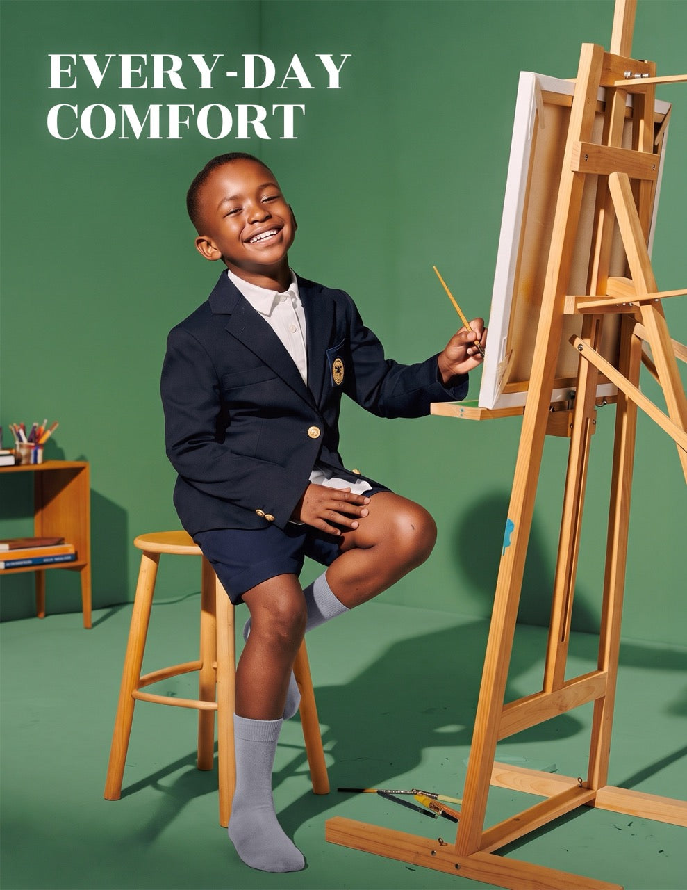 Hugh Ugoli Kids' Dress Crew Bamboo Socks: Comfort & Style, 5 Pairs in Light Gray
