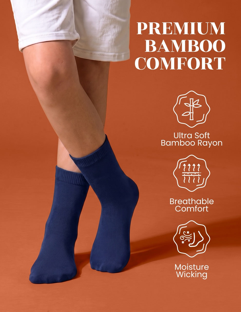 Hugh Ugoli Kids' Dress Crew Bamboo Socks: Comfort & Style, 5 Pairs in Navy Blue