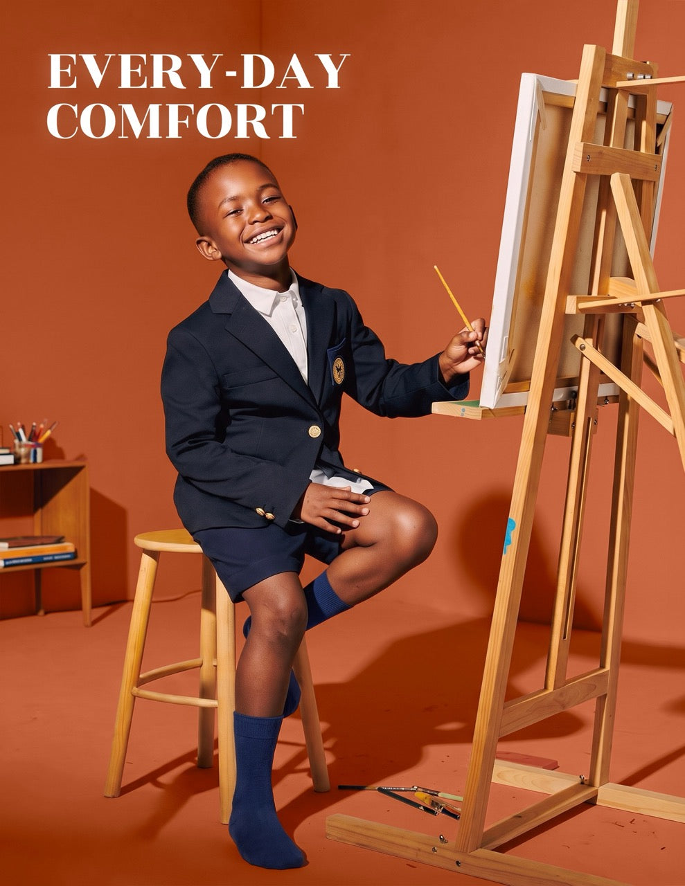 Hugh Ugoli Kids' Dress Crew Bamboo Socks: Comfort & Style, 5 Pairs in Navy Blue