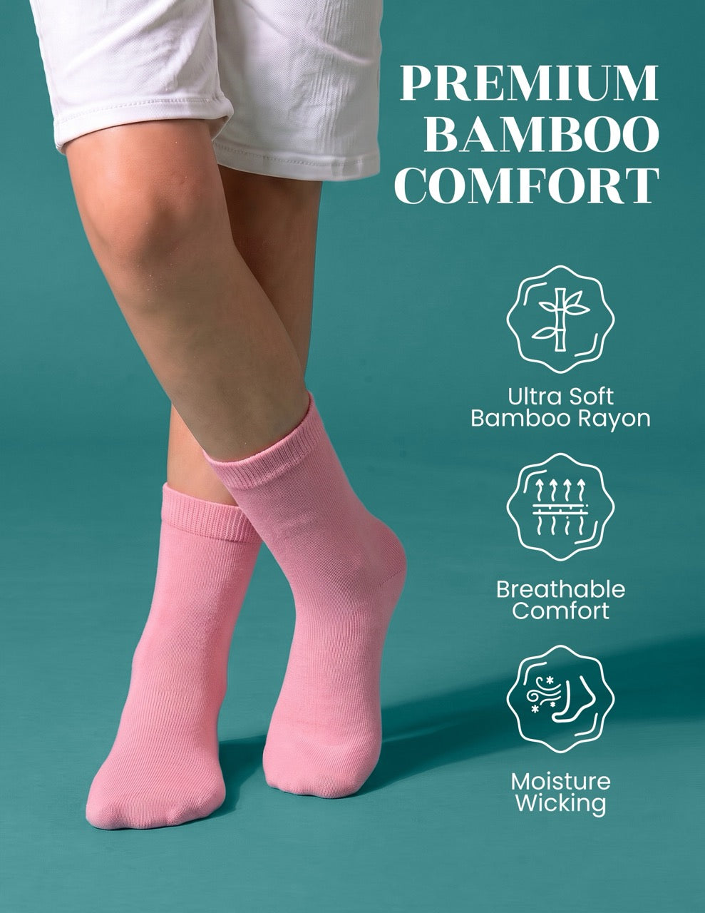 Hugh Ugoli Kids' Dress Crew Bamboo Socks: Comfort & Style, 5 Pairs in Pink