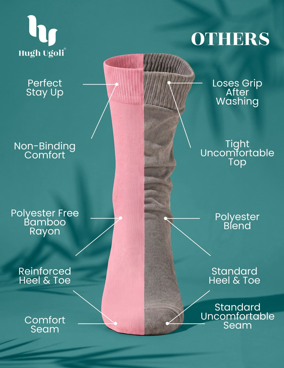 Hugh Ugoli Kids' Dress Crew Bamboo Socks: Comfort & Style, 5 Pairs in Pink