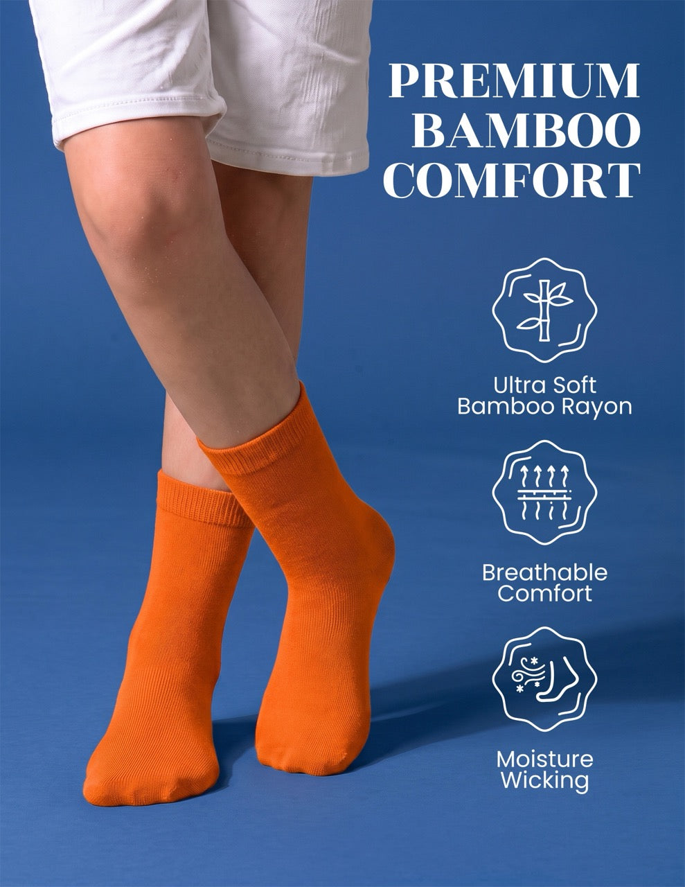 Hugh Ugoli Kids' Dress Crew Bamboo Socks: Comfort & Style, 5 Pairs in Pumpkin Orange