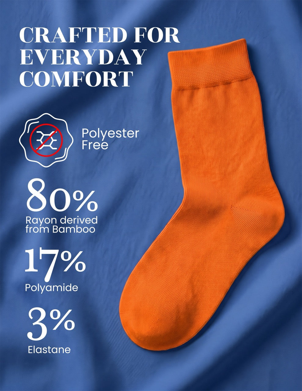 Hugh Ugoli Kids' Dress Crew Bamboo Socks: Comfort & Style, 5 Pairs in Pumpkin Orange