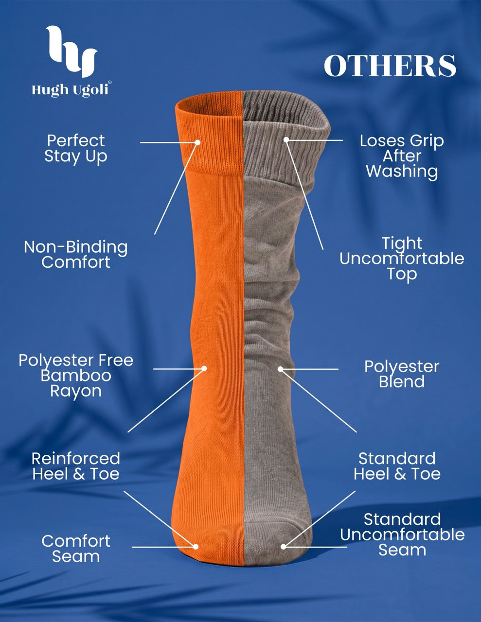 Hugh Ugoli Kids' Dress Crew Bamboo Socks: Comfort & Style, 5 Pairs in Pumpkin Orange