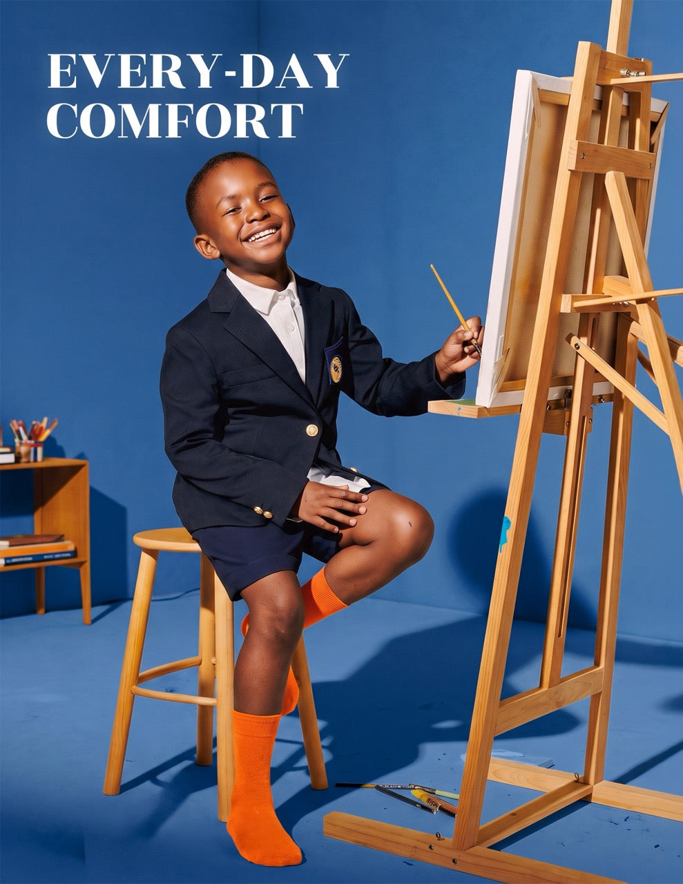 Hugh Ugoli Kids' Dress Crew Bamboo Socks: Comfort & Style, 5 Pairs in Pumpkin Orange