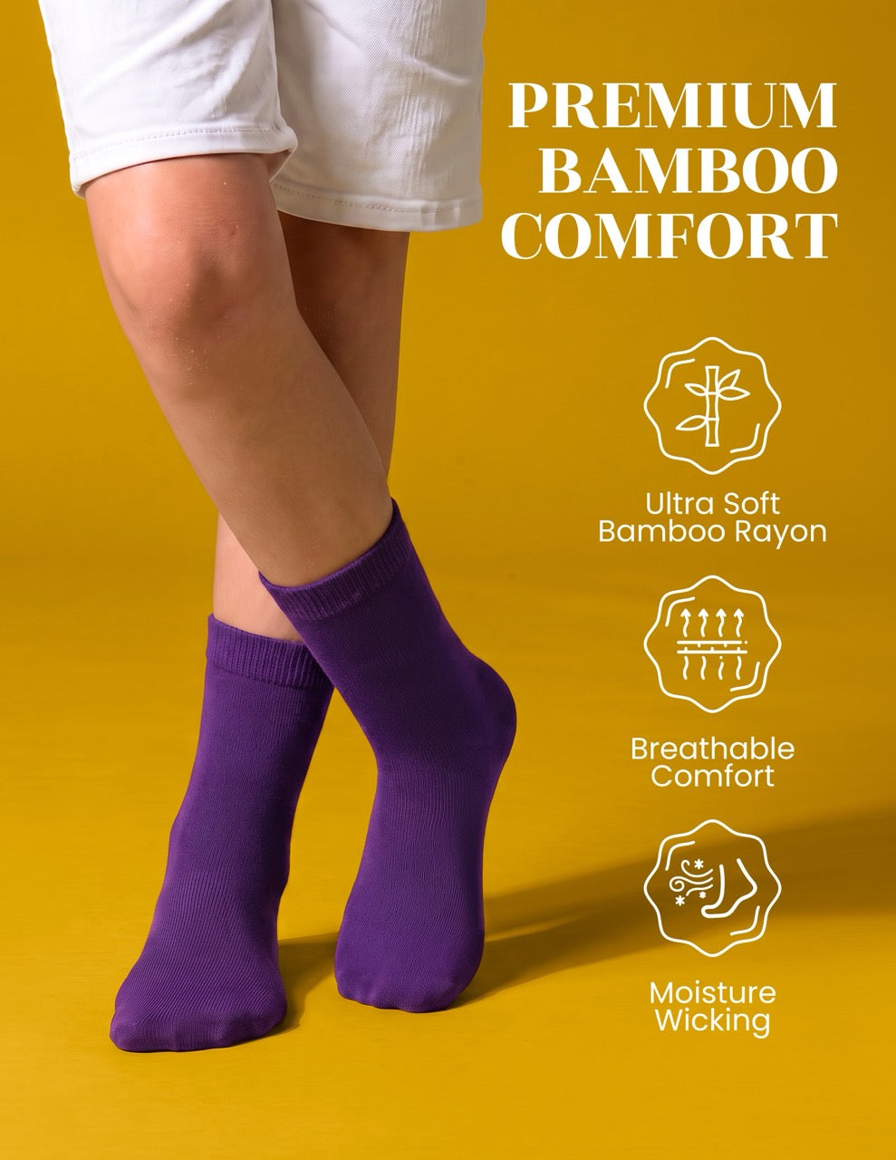 Hugh Ugoli Kids' Dress Crew Bamboo Socks: Comfort & Style, 5 Pairs in Purple