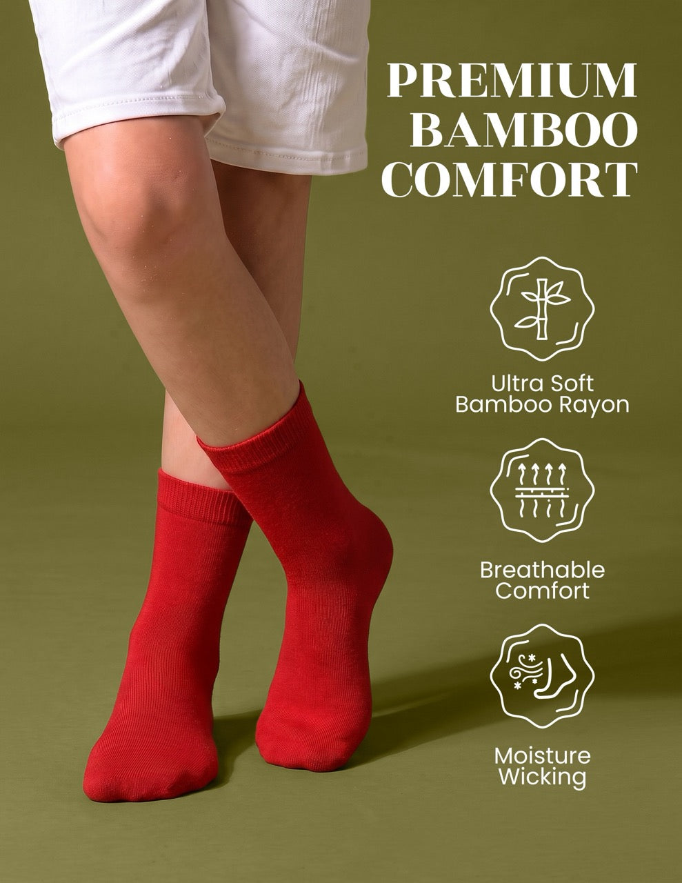 Hugh Ugoli Kids' Dress Crew Bamboo Socks: Comfort & Style, 5 Pairs in Red