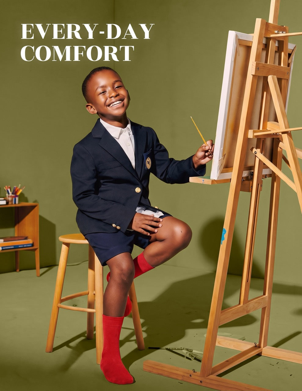 Hugh Ugoli Kids' Dress Crew Bamboo Socks: Comfort & Style, 5 Pairs in Red