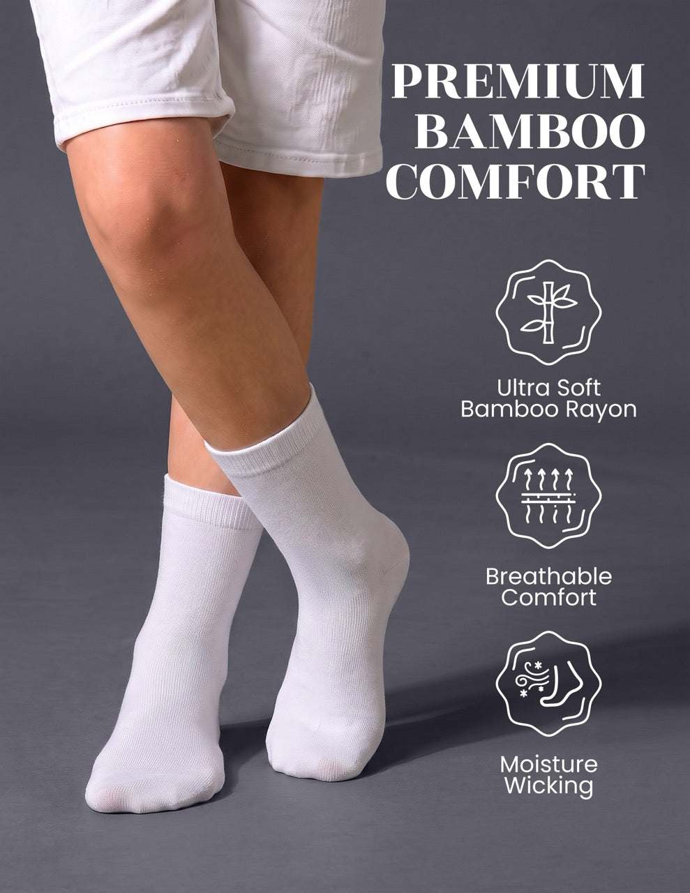 Hugh Ugoli Kids' Dress Crew Bamboo Socks: Comfort & Style, 5 Pairs in White