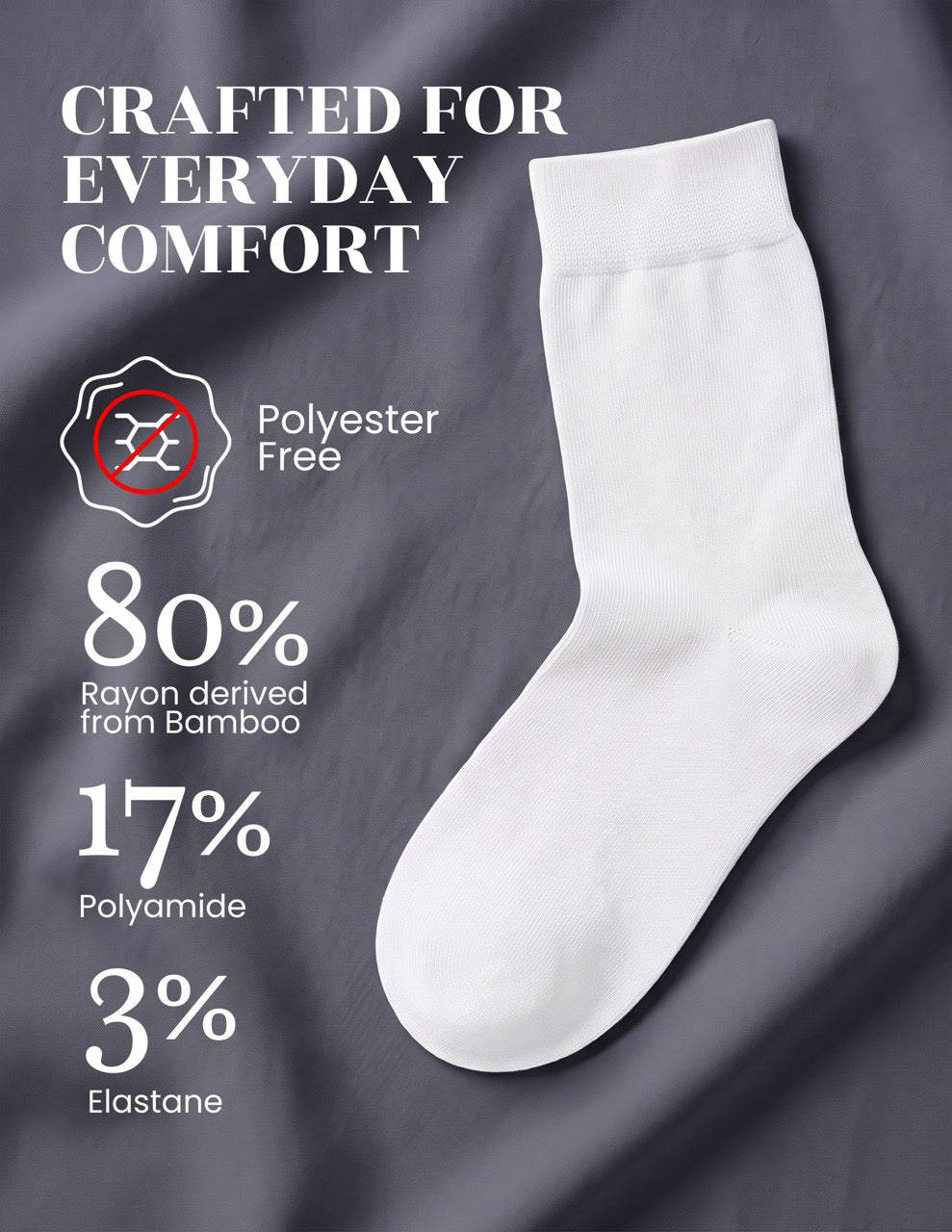 Hugh Ugoli Kids' Dress Crew Bamboo Socks: Comfort & Style, 5 Pairs in White