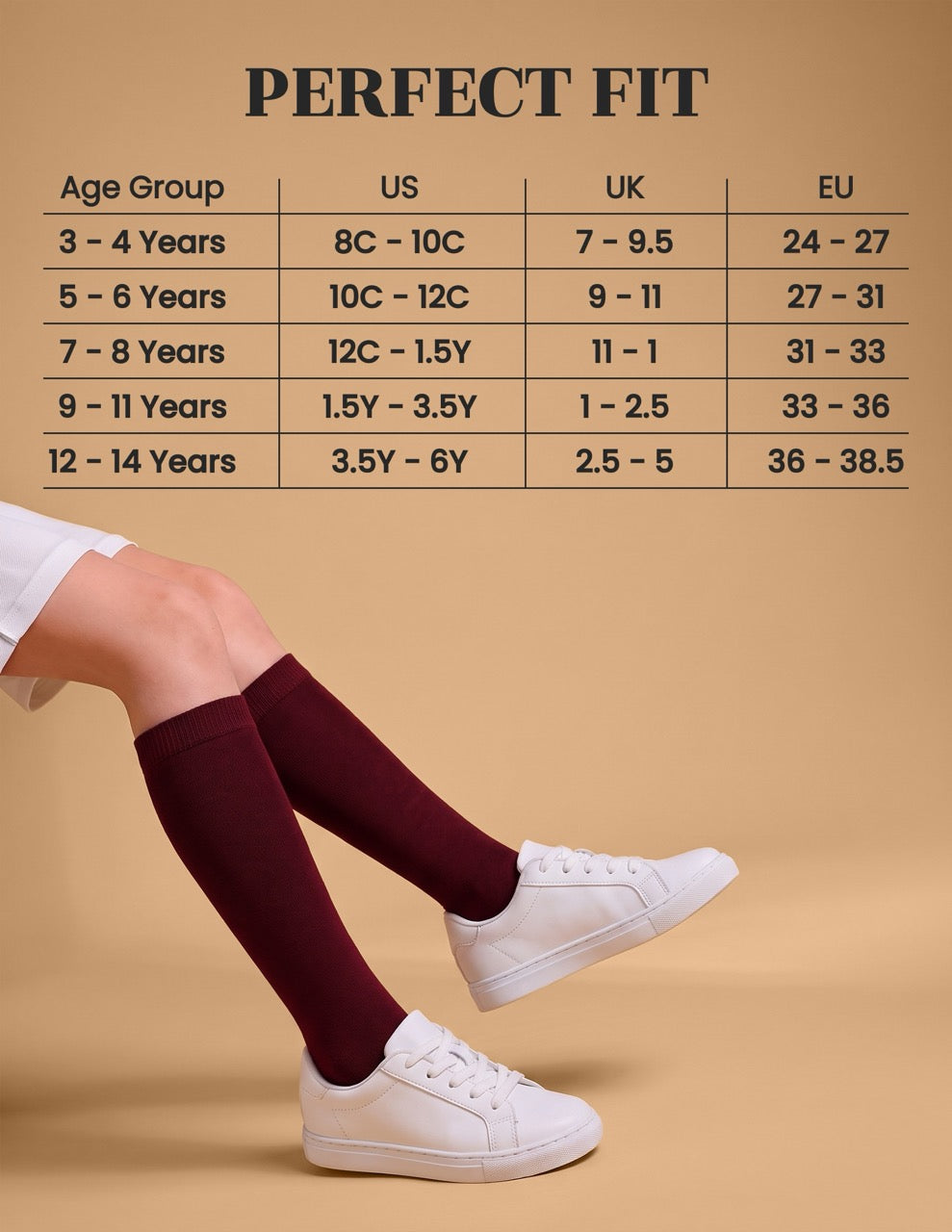 Hugh Ugoli Kids' Plain Cotton Dress Knee-High Socks, 4 Pairs in Burgundy