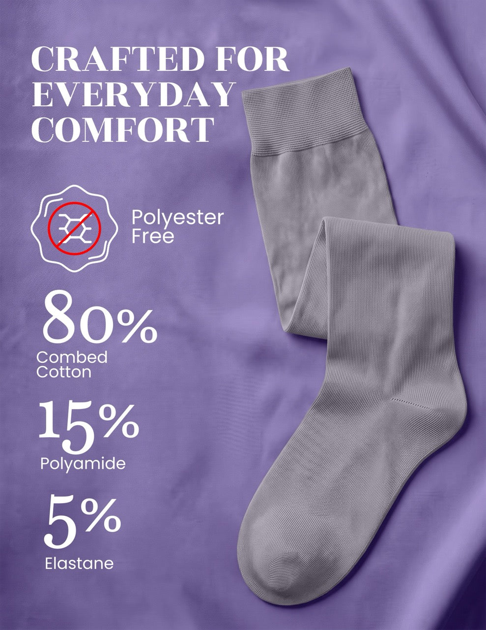 Hugh Ugoli Kids' Plain Cotton Dress Knee-High Socks, 4 Pairs in Light Grey
