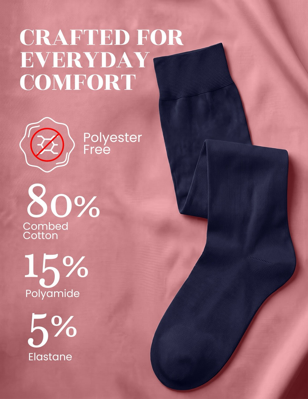Hugh Ugoli Kids' Plain Cotton Dress Knee-High Socks, 4 Pairs in Navy Blue