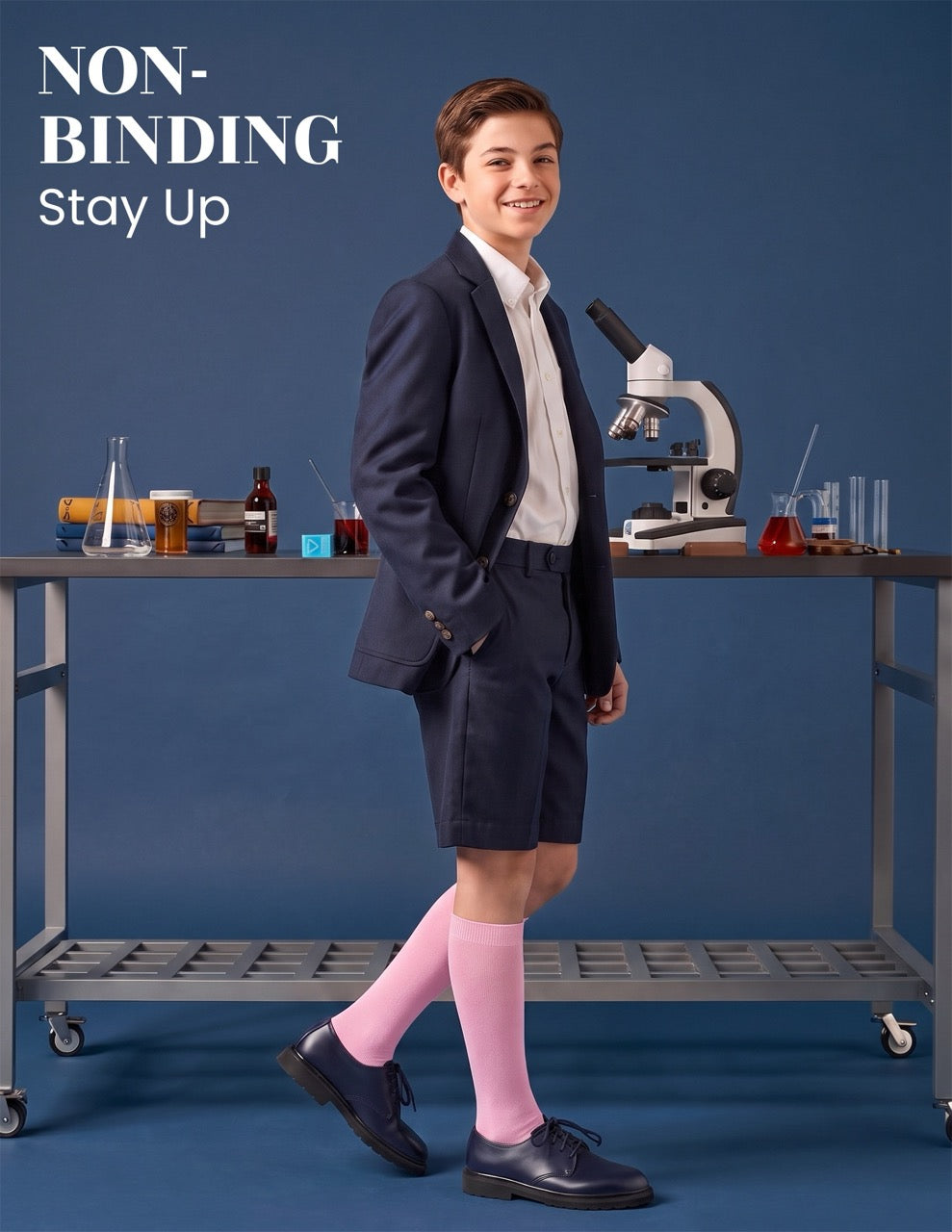 Hugh Ugoli Kids' Plain Cotton Dress Knee-High Socks, 4 Pairs in Pink
