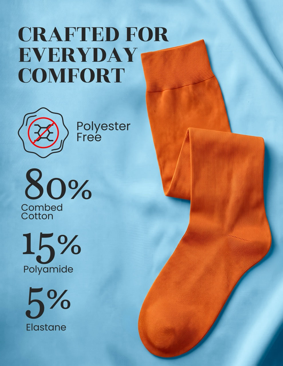 Hugh Ugoli Kids' Plain Cotton Dress Knee-High Socks, 4 Pairs in Pumpkin Orange