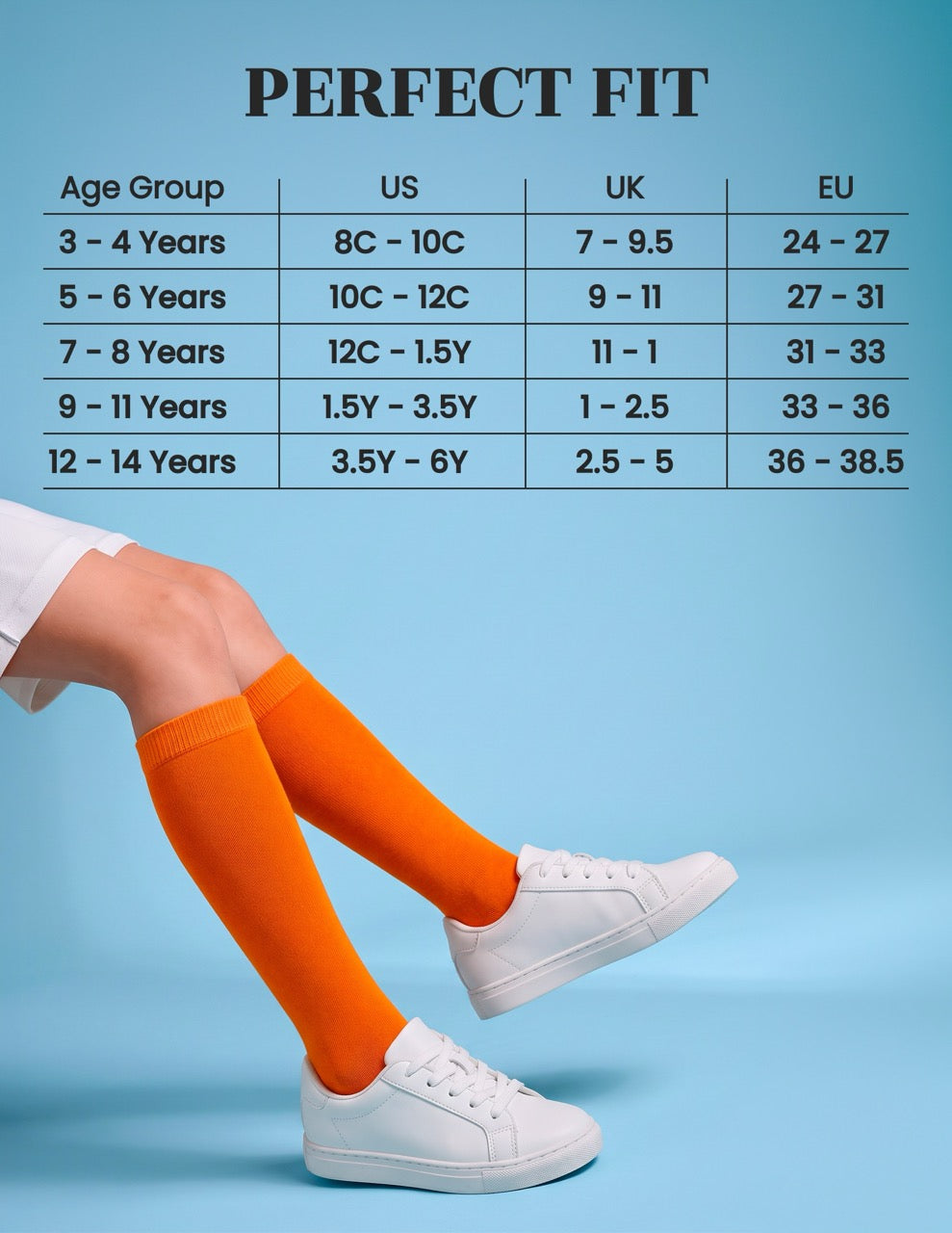 Hugh Ugoli Kids' Plain Cotton Dress Knee-High Socks, 4 Pairs in Pumpkin Orange