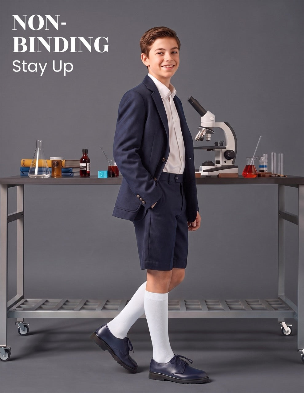 Hugh Ugoli Kids' Plain Cotton Dress Knee-High Socks, 4 Pairs in White