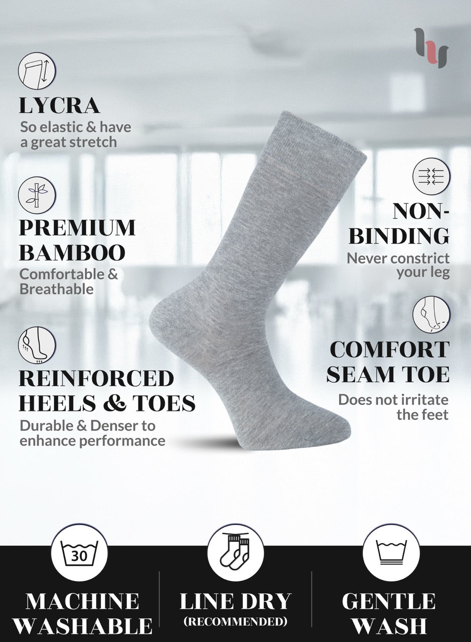 Light Gray sock with features listed on a white background