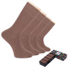 Set of brown socks with a box of brown socks on a white background