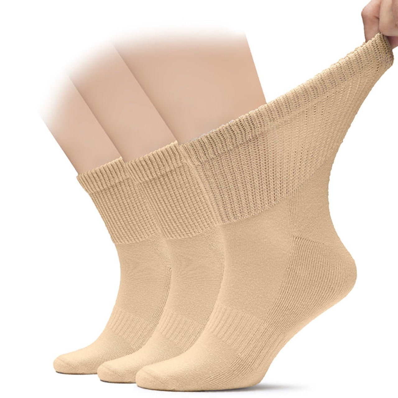 Medium Beige socks being worn on a white background