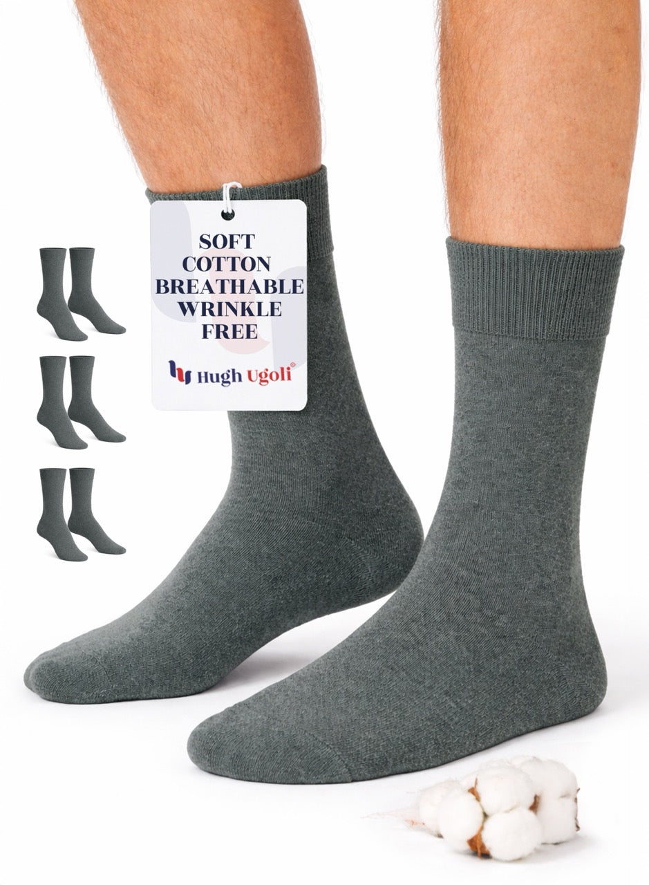 Dark Gray socks with a tag on a white background