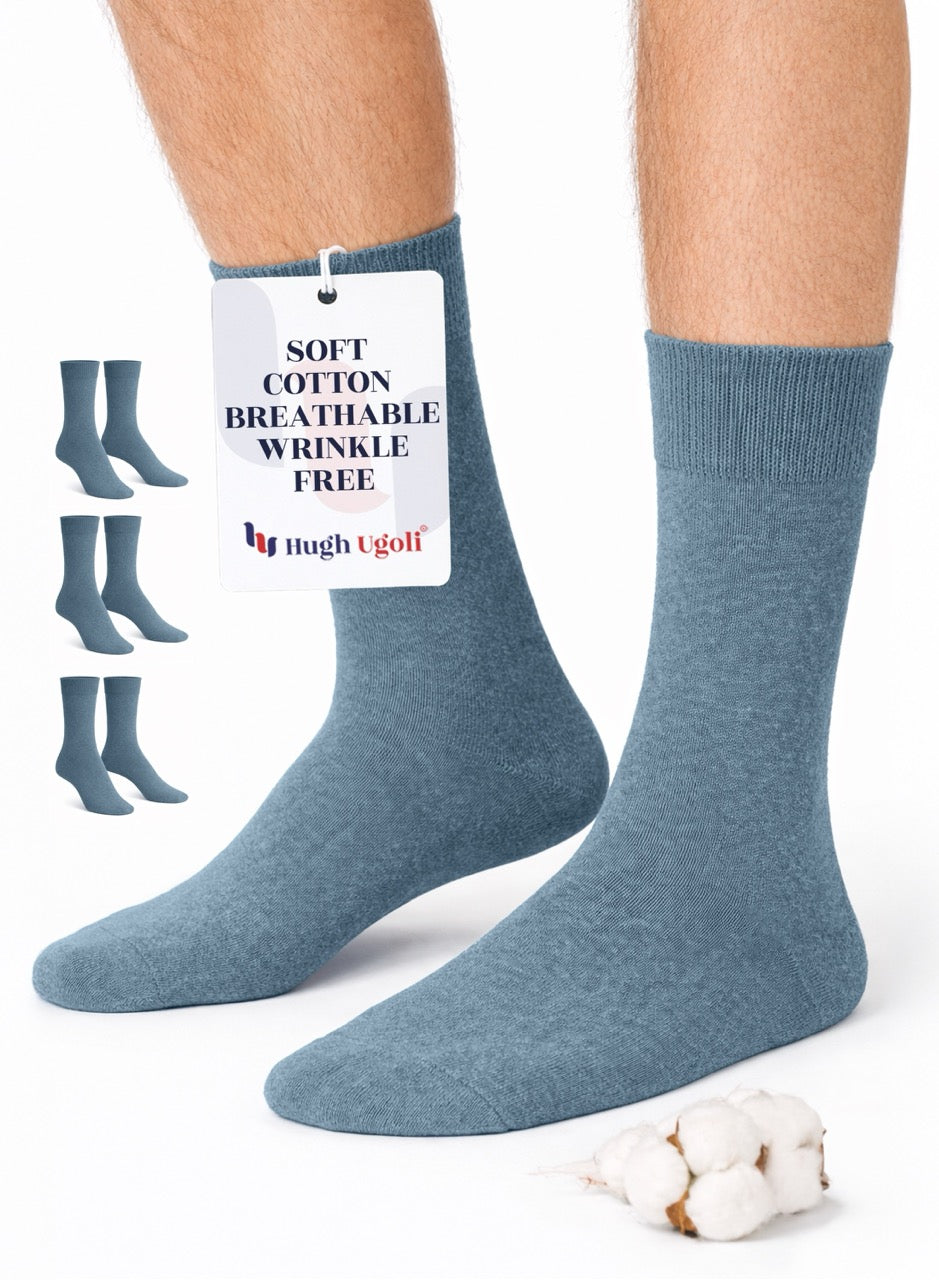 Jeans Blue socks with a tag on a white background