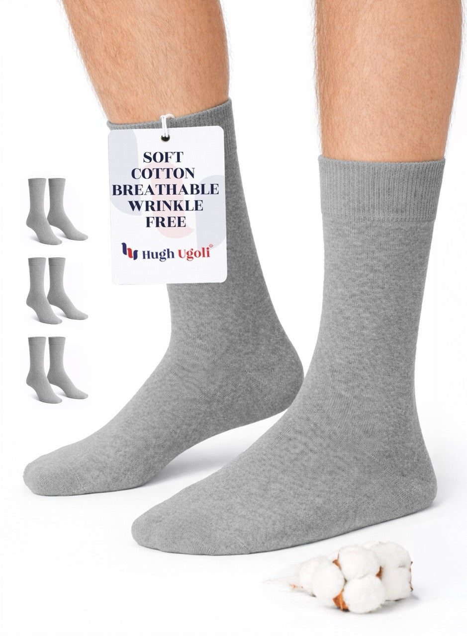 Gray socks with a label on a white background