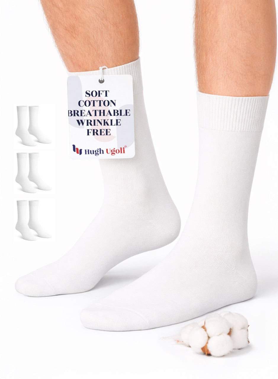 White socks with a tag on a white background