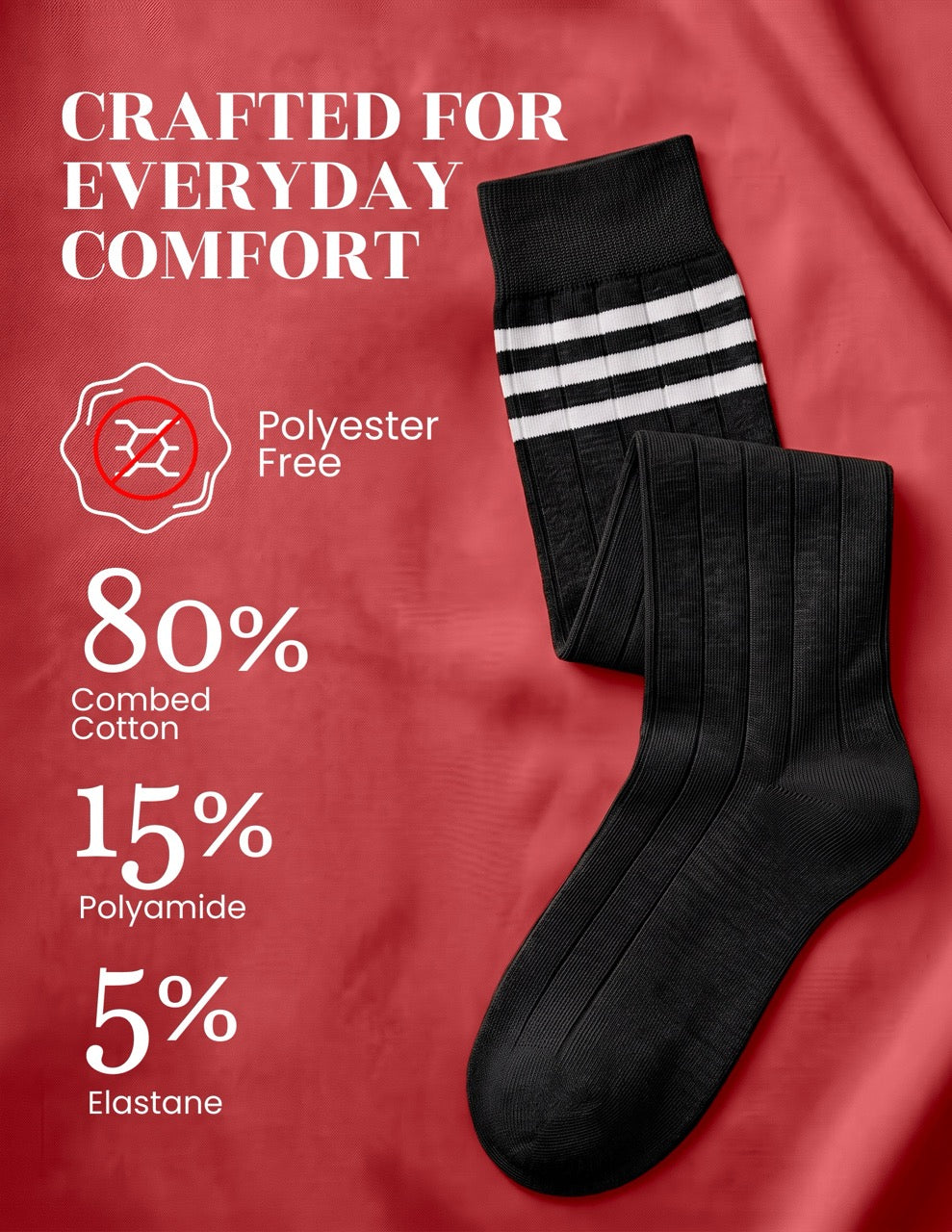Hugh Ugoli Striped Cotton Kids' Knee-High Dress Socks, 4 Pairs in Black