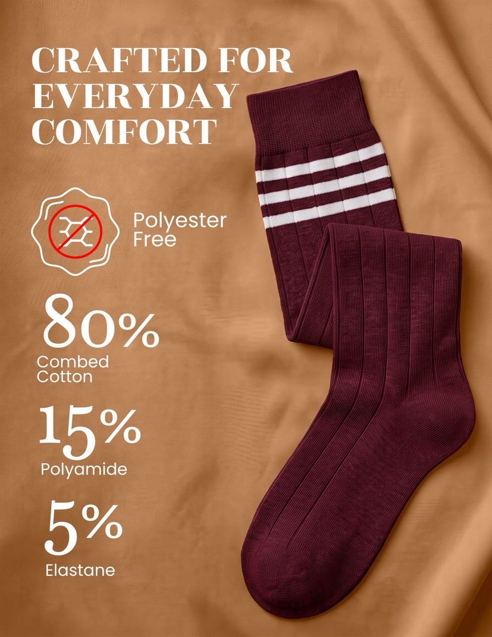Hugh Ugoli Striped Cotton Kids' Knee-High Dress Socks, 4 Pairs in Burgundy