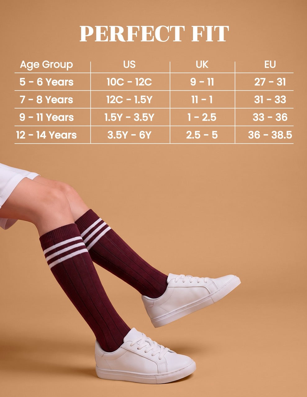 Hugh Ugoli Striped Cotton Kids' Knee-High Dress Socks, 4 Pairs in Burgundy