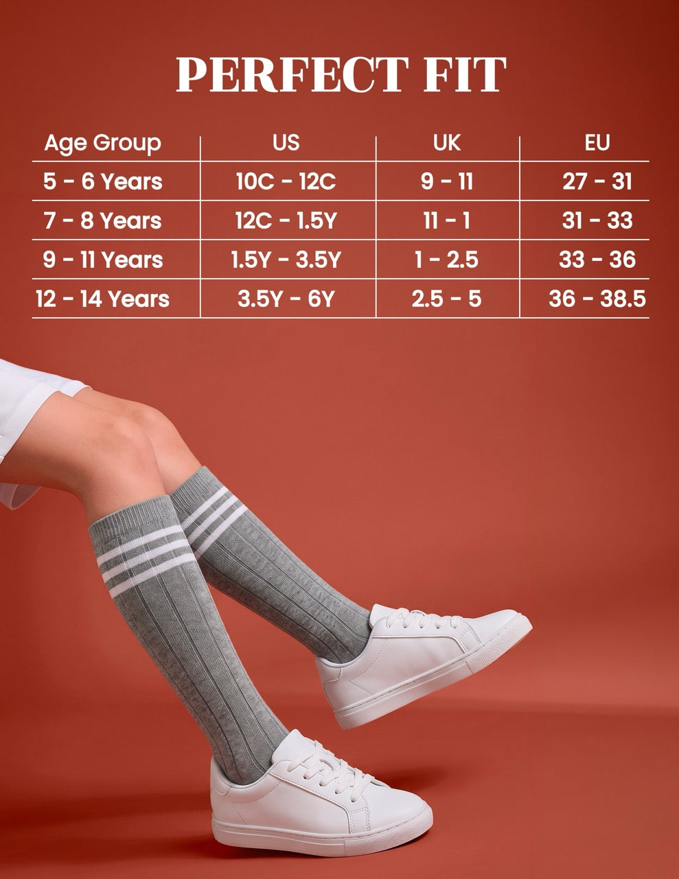 Hugh Ugoli Striped Cotton Kids' Knee-High Dress Socks, 4 Pairs in Light Grey